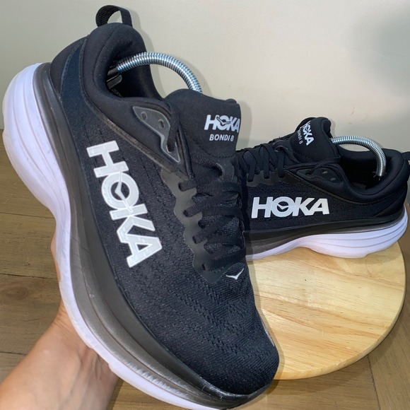 Hoka Bondi 8 Wide Black Shoes Womens 10.5 D Mens 9 US Running Comfort Walking - Picture 1 of 16